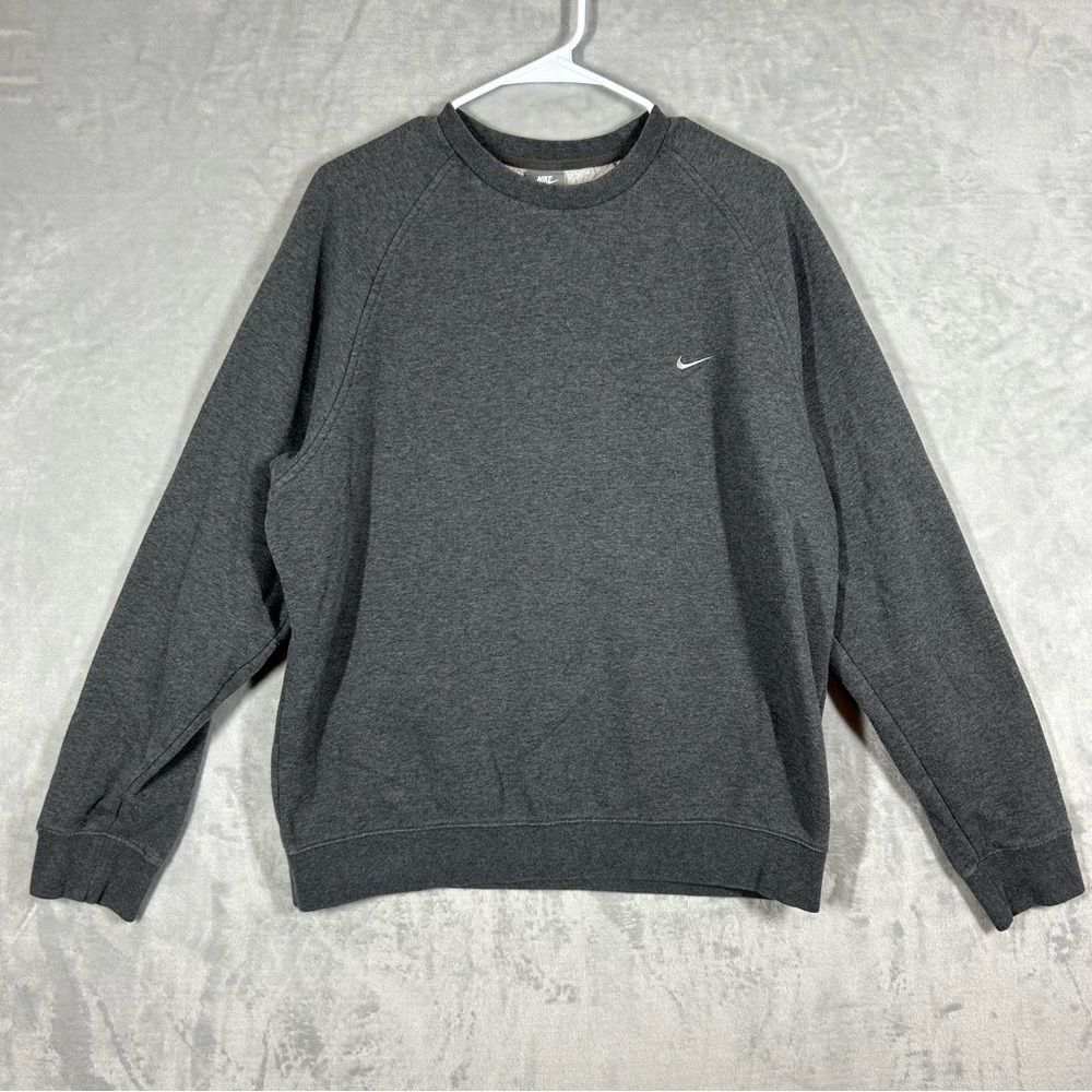 VTG Y2K Nike Embroidered Mini Check Swoosh Blank Crewneck Sweatshirt Gray Large